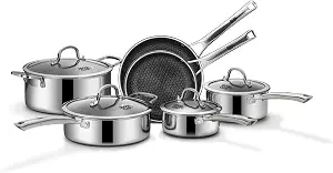 SNOWCLAD Pots and Pans Set Non Stick | Stainless Steel Kitchen Cookware