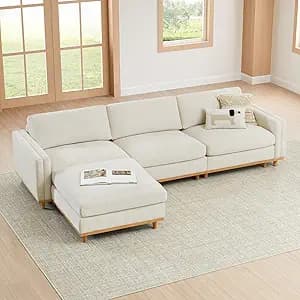 CHITA 118” Super Large Sectional Modular Sofa, Down Filled, 4 Seat, Linen