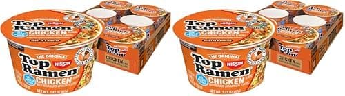 Nissin Top Ramen Bowl Ramen Noodle Soup,Chicken,3.42 Ounce,(Pack of 12)