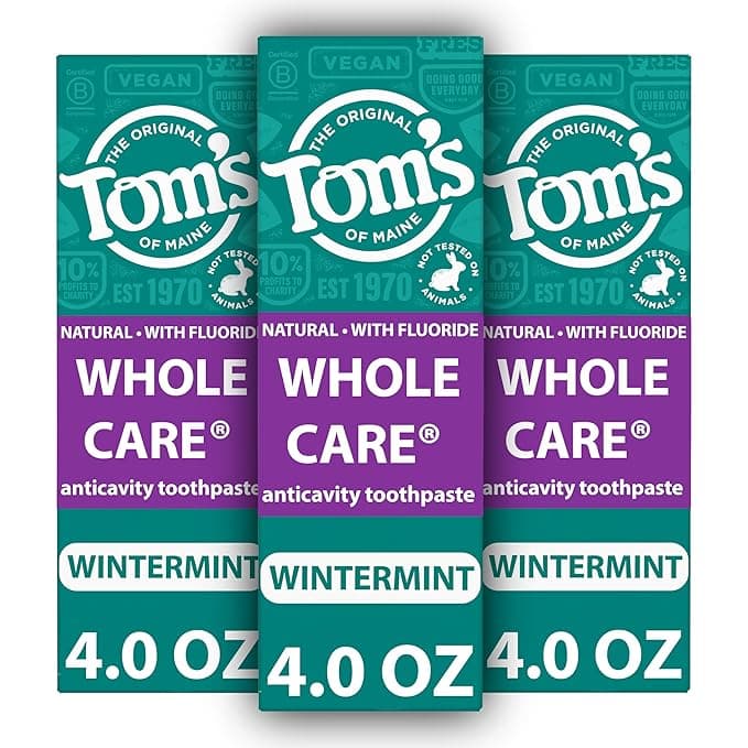 Tom's of Maine Whole Care Natural Toothpaste with Fluoride, Wintermint, 4 Oz. 3-Pack (Packaging May Vary)