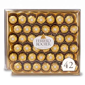 Ferrero Rocher Gourmet Hazelnut Milk Chocolate Gift Box, 42 Individually Wrapped Chocolates, 18.5 oz (Pack of 2)