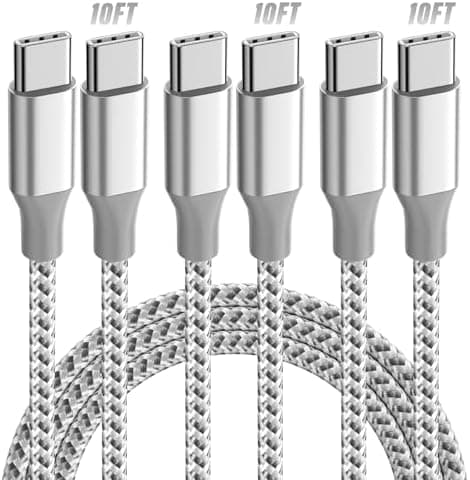 KYEHD USB C to USB C Cable 10ft 3 Pack 60W Fast Charging Long Charger Cord