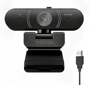1080P Full HD Webcam, AF Auto Light Correction, Dual-Digit Microphone, Privacy Cover, Noise 360° Rotatable, Plug & Play USB Webcams