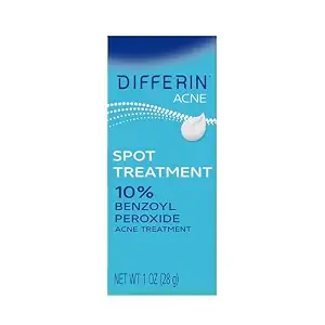 Differin Acne Spot Treatment with 10% Benzoyl Peroxide, Maximum Strength OTC Acne Treatment, Fast Acting Spot Treatment for Face, 1 oz