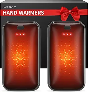 Lerat Hand Warmers Rechargeable 2 Pack, Portable Electric Hand Warmer Max 131℉, Reusable Slim Pocket Heater Handwarmers, Gifts for Men, Women, Outdoor, Golf, Camping, Hunting Essentials