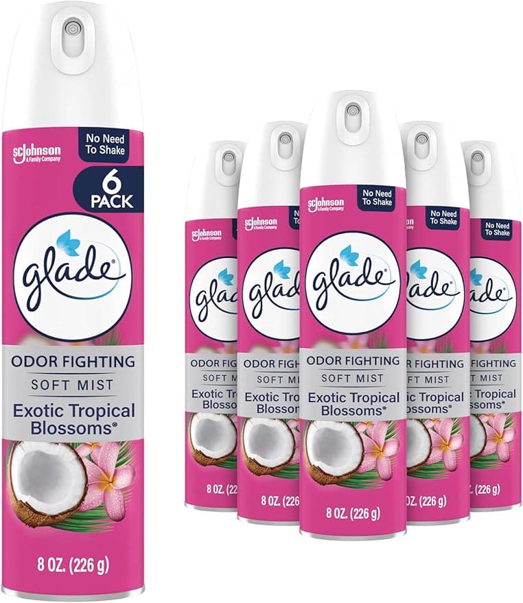Glade Air Freshener Room Spray, Exotic Tropical Blossoms Scent, Odor Fighting to Deliver Long Lasting Freshness, 8 Oz, 6 Count