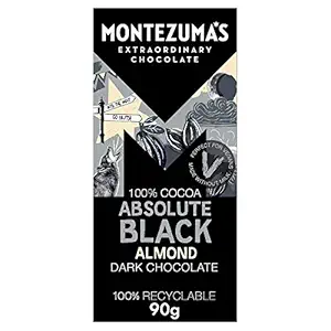 Montezuma's Absolute Black Chocolate With Almonds 90g (Pack of 12)