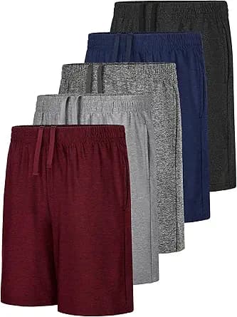 QWE 5 Pack Boys Athletic Shorts Basketball Soccer Kids Shorts with Pockets