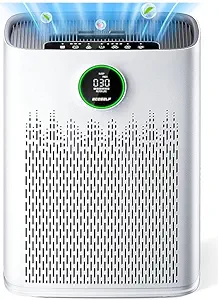 Air Purifiers for Home Large Room, Cover Up to 2400 Ft² with True HEPA Filter, Smart Mode, PM2.5 Air Quality Display, 22dB Sleep Mode, Aromatherapy with 2X-Purification & 360°Air Outlet, HAP603