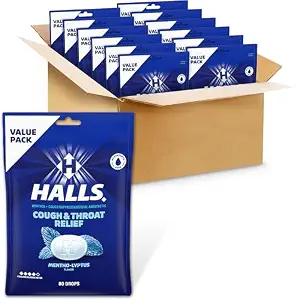 HALLS Cough & Throat Relief Mentho-Lyptus Cough Drops, 960 ct | No Synthetic Dyes, Value Pack, 12 Bags of 80