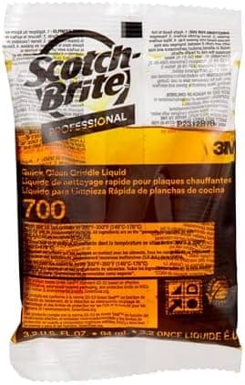 3M Scotch-Brite Griddle Cleaning, Quick Clean Liquid 700-40, 3.2 Oz Packet, 40/Pack, Heavy Duty, Cleans in 3-5 Minutes, for Baked on Food and Cooking Oils, Use on Hot or Cool Griddle