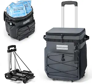 Odoland 72 Can Rolling Cooler, Leakproof Insulated Cooler Bag with Handle | 2-in-1 Collapsible Trolley Cart, Camping & Tailgating - Portable Travel Soft Cooler Bag on Wheels, Collapses for Easy Storage