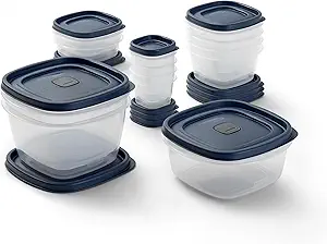 Rubbermaid Easy Find Lids® Food Storage Containers with Vented Lids, 26 Piece Set, Blue