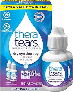 TheraTears Dry Eye Therapy Lubricating Eye Drops for Dry Eyes, 1 Fl Oz Twin Pack, (2 x 30mL Bottles)