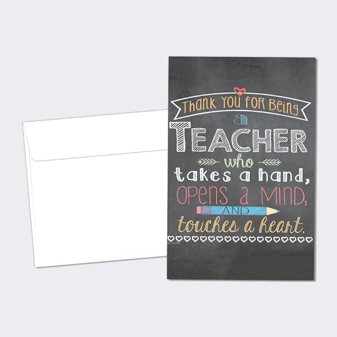 Tree-Free Greetings EcoNotes 12-Count Notecard Set With Envelopes, 4 x 6 Inches, Teacher Mind and Heart Themed Teacher Gift Art (56219)