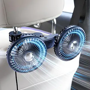 Dual Head Car Cooling Fans for Back Seat for Kids, Usb 5V/ 12V /24V Car Backseat Headrest Fan for Baby Rear Facing, Car Seat Cooler That Blow Cold Air for Vehicles Sedan Suv Rv Truck Without Ac