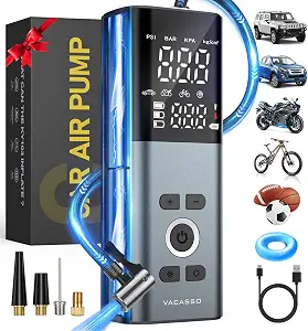 Tire Inflator Portable Air Compressor for Car Tires, 45s Fast Inflation | 150PSI Cordless Air Pump with Accurate Tire Pressure Gauge, Smart Autostop with LED Light , for Car, Motorcycle, Bike, Balls