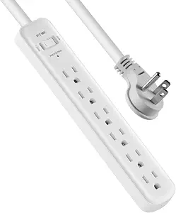 Surge Protector Power, 6ft Extension Cord, Power Strip,for Kitchen and Office Etl Listed, White