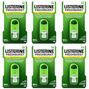 Listerine Freshburst Pocketmist Fresh Breath Oral Care Mist, Non-Aerosol Sugar-Free Minty Breath Refresher Spray to Kill 99% of Bad Breath Germs, Portable, Spearmint Flavor, 6 x 7.7 mL