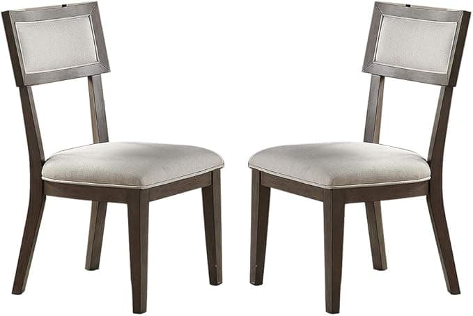 Simple Relax Set of 2 Upholstered Dining Chairs in Grey Finish