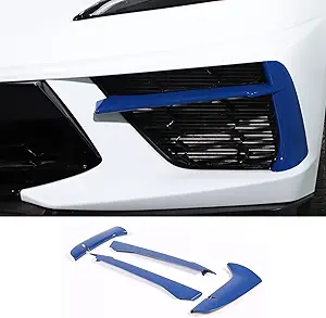 Daeiclru Front Bumper Fog Light Lamp Trims Compatible with Chevrolet Corvette C8 Z51 2020-2023, ABS Front Bumper Air Inlet Vent Grille Trim Strip Accessories (Blue)