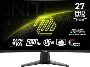 msi MAG 27C6FA 27-inch 1920 x 1080 (FHD), Rapid VA, Gaming Monitor 180Hz, AMD FreeSync, 0.5ms, HDMI, Display-Port, VESA, Tilt, Black