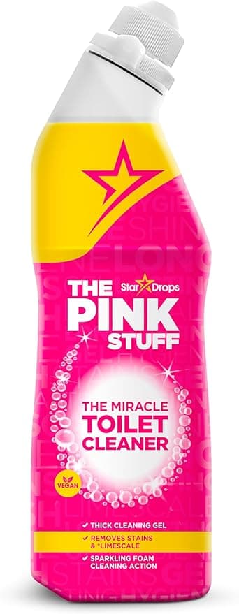 The Pink Stuff Miracle Toilet Cleaner, 750ml – Powerful Stain-Removing Gel for a Sparkling Clean Bowl – Eliminates Limescale, Tough Stains &amp; Odors with Fresh Rhubarb Scent