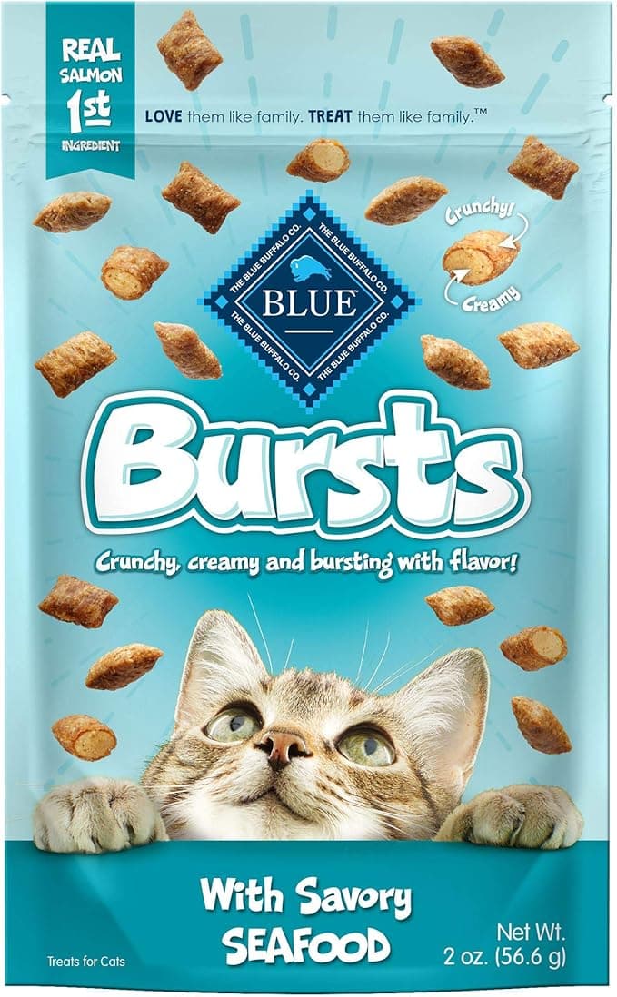 Blue Buffalo Bursts Crunchy Cat Treats, Seafood 2-oz Bag (6 Pack)