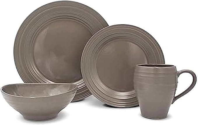 Mikasa Swirl 4 Piece Place Setting, Service for 1, Mocha