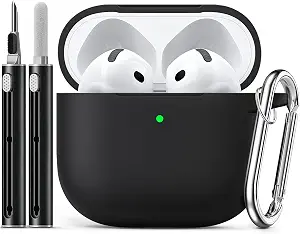 Ljusmicker for AirPods 4 Case 2024 with Cleaner Kit,Black