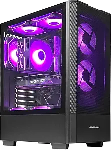 Prebuilt Gaming Desktop PC, AMD Ryzen 5 5500, GeForce RTX 3050 6GB,16GB DDR4 3200MHz RAM, 1TB NVMe SSD, ARGB Air Cooling, Wi-Fi,Tower Computer for Gaming, Streaming, Editing