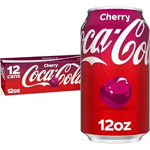 Coca-Cola Cherry Soda Soft Drink Cans, 12 fl oz, 12 Pack | Carbonated drink with cherry cola flavor