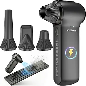 Compressed Air Duster, 180000RPM Rechargeable Cordless Electric Blower | 3-Speed Turbo Fan with Brushless Motor, Mini Blower for Computer, PC, Keyboard, Car, Home, Outdoor & Electronics Cleaning