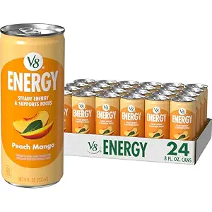 V8 Energy Peach Mango Energy Drink, 8 fl oz Can (24 Pack)