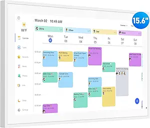 Digital Calendar, 15.6 Inch Wall Planner Electronic Calendar & Chore Chart, Smart Touchscreen Interactive Display for Family Schedules, Great for Organizing Your Routines, Wall & Desk Mountable