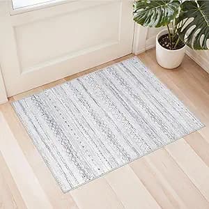 Area Rugs for Living Room Washable Living Room Rug Soft Neutral Indoor Floor Carpet Non-Slip Stain Resistant Modern Boho Rugs for Bedroom Dining Room Kids Room Nursery Office Home Grey