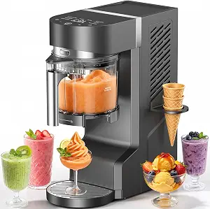 Slushie Machine for Home, Ice Cream Maker, 30OZ, Light Gray | Slushy Margarita Frozen Drink Soft Serve Ice Cream Machine, 7 Preset, No Ice Needed, Fast Freeze, Temp Control, Easy to Clean