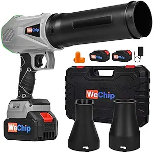 Wechip Cordless Leaf Blower 2 Batteries - 3 Adjustment Air Tubes,Handheld Jet Fan Air Blower for Cleaning Yard/Car/Indoor(Silver)