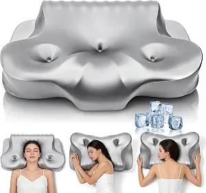 Dayme Orthopedic Memory Foam Pillows – Cooling Cervical Neck Pillow,Gray | Cervical Support Pillow for Neck Pain Relief,Cervical Pillow for All Sleep Positions,Ergonomic Pillow,Cooling Pillow