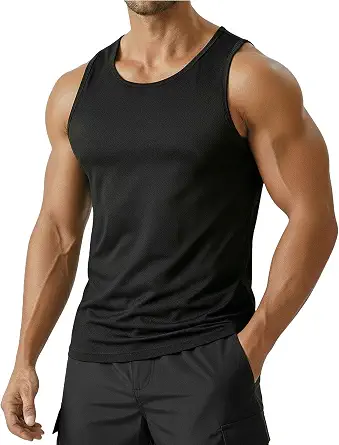 PINSPARK Men's UPF 50+ Quick Dry Tank Tops Athletic Muscle Tee