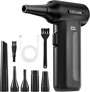 Compressed Air Duster Electric : 150000RPM 10000mAh LED 6-Gear Adjustable Keyboard Cleaner, Wireless Rechargeable Duster for Computer Keyboard Cleaning
