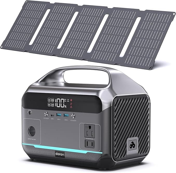 Portable Power Station with Solar Panel 40W, 288Wh (90,000mAh) LiFePO4 Battery, 350W (600W Peak) Generator, 8.2LB Portable Charger with AC Outlets for Home, Camping, Emergency