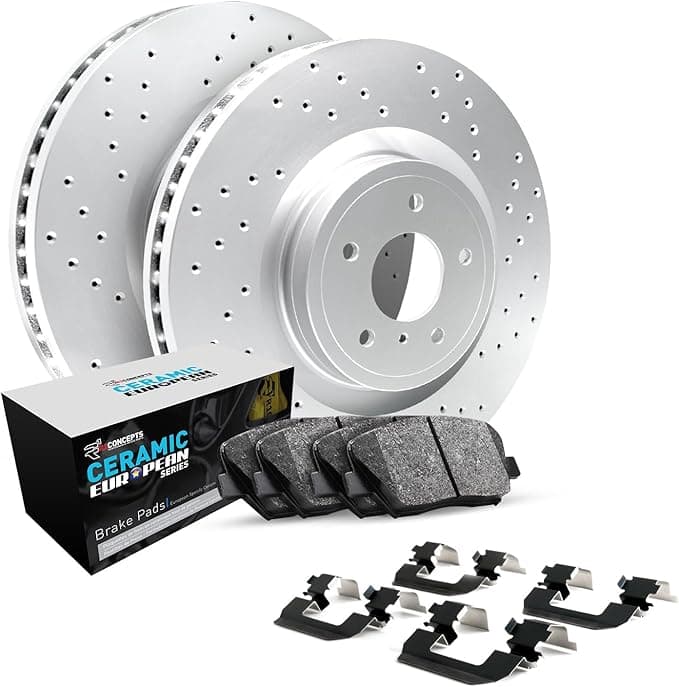 R1 Concepts Rear Brakes and Rotors Kit |Rear Brake Pads| Brake Rotors and Pads| Euro Ceramic Brake Pads and Rotors| Hardware Kit WMTH1-74089