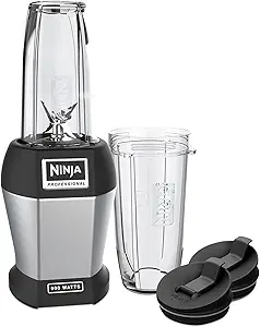 Ninja Nutri Pro Compact Personal Blender, with 18 Oz. and 24 Oz. To Go Cups, in a Black and Silver Finish