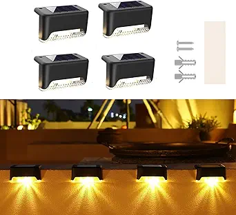 Step Lights Waterproof LED Solar Power Outdoor Fence Light for Deck Stair Railing, Outside Lighting for Wall Garden Backyard Patio Balcony Decor (4)