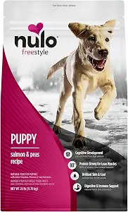 Nulo Freestyle Dry Puppy Food - Salmon & Peas, Premium Grain Free Dog Food for Puppies, Natural, High Protein Kibble with DHA, Omega 3 & Probiotics, for Small and Medium Breeds, 26lb Bag