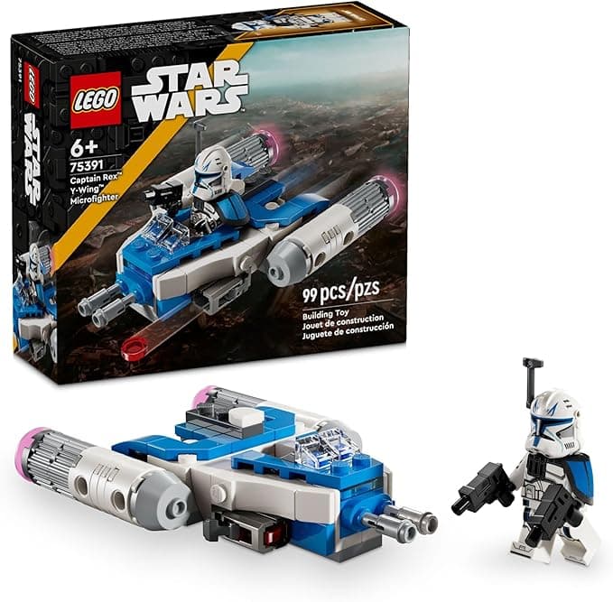 LEGO Star Wars: The Clone Wars Captain Rex Y-Wing Microfighter Building Set, Collectible Star Wars Y-Wing Toy for Kids with Captain Rex Minifigure, Star Wars Gift for Boys &amp; Girls Ages 6 and Up, 75391