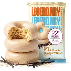 Legendary Foods High Protein Donuts, Glazed Vanilla, Low Carb, Low Sugar | Healthy Protein Snacks for Adults, Kids, Diabetic and GLP-1 Diet Friendly Keto Snack, Gluten Free
