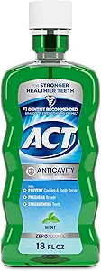 ACT Anticavity Zero Alcohol Fluoride Mouthwash 18 fl. oz., With Accurate Dosing Cup, Mint