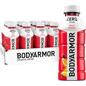 BODYARMOR ZERO Sugar Fruit Punch, Sugar Free Sports Drink - Low-Calorie Hydration - Natural Flavors with Potassium Packed Electrolytes, Antioxidants, and B-vitamins, 16 fl oz (pack of 12)